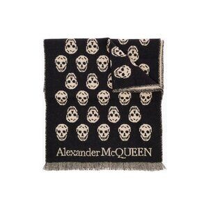 Alexander McQueen Reversible Skull Scarf In Black And Tan